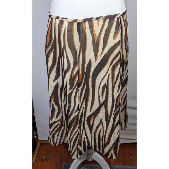 Vintage Le Suit Brown Zebra Stripe Midi Skirt - Picture 4 of 5